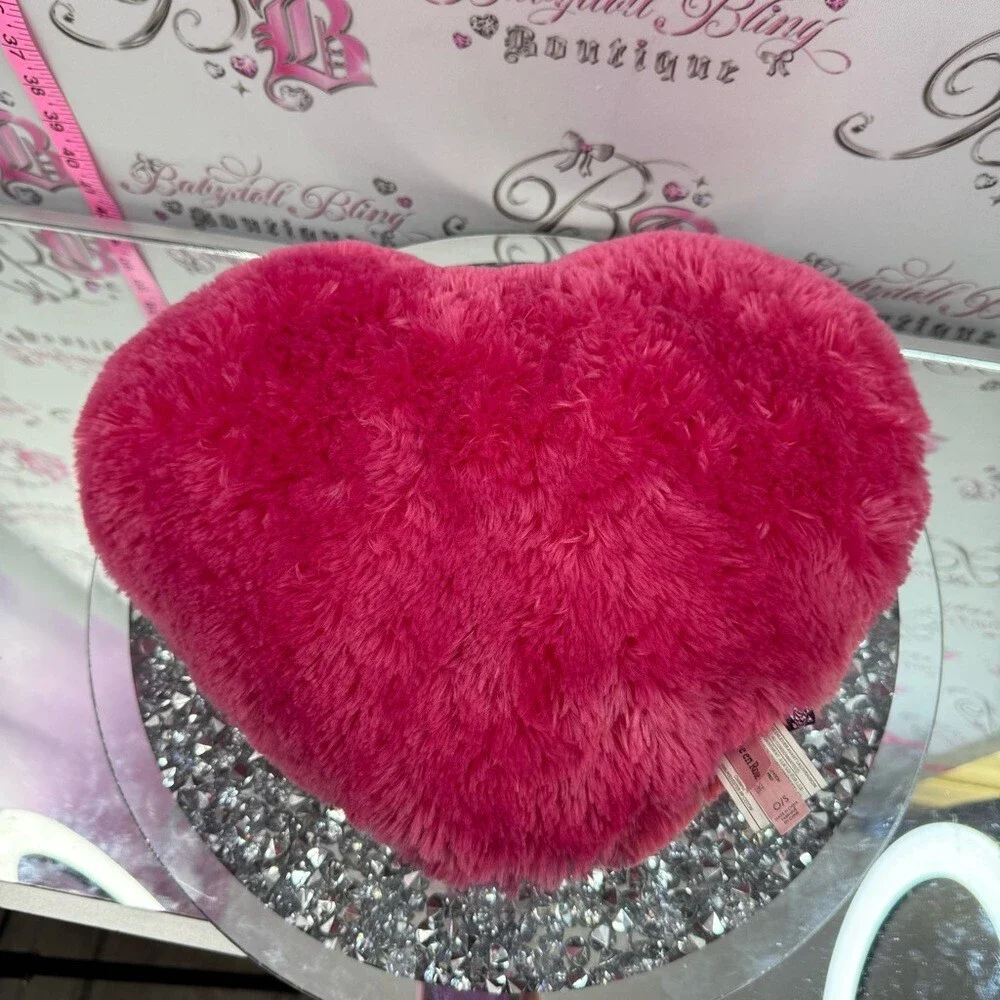 La Vie En Rose pillow furry Plush Heart Pillow - Hot Pink pillow